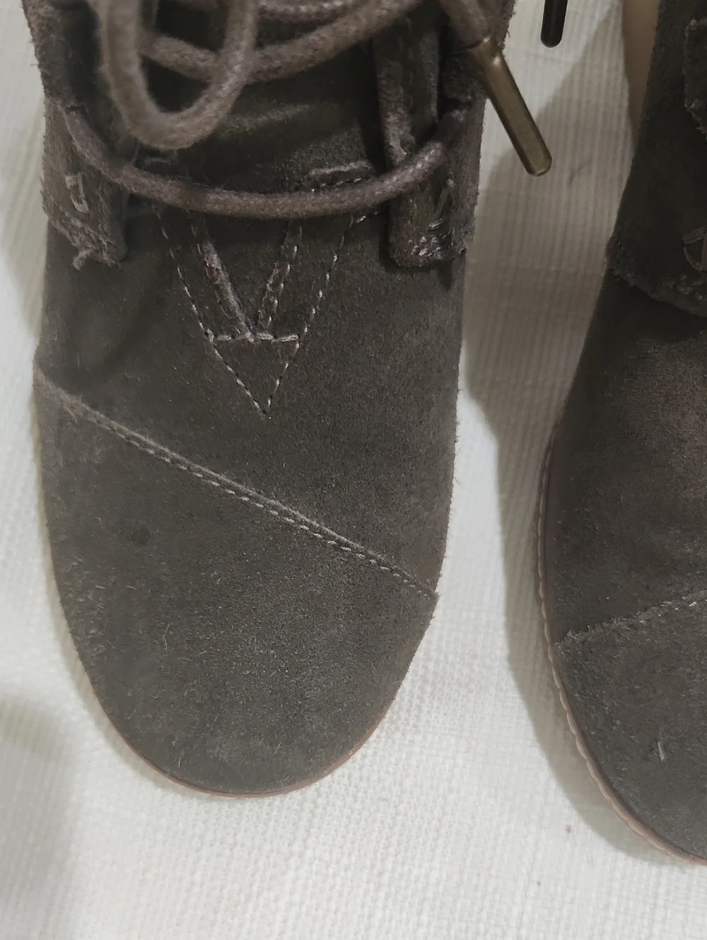 Toms Brown Suede Lace-Up Wedge Ankle Boots